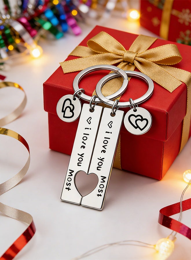Couple Gifts Keychain for Husband Wife, I Love You Most I Love You More Matching Couple Keyring Set for Him and Her, Couple Lovers Gift Key Ring Valentine's Day Birthday Gifts for Boyfriend Girlfriend - Image 5